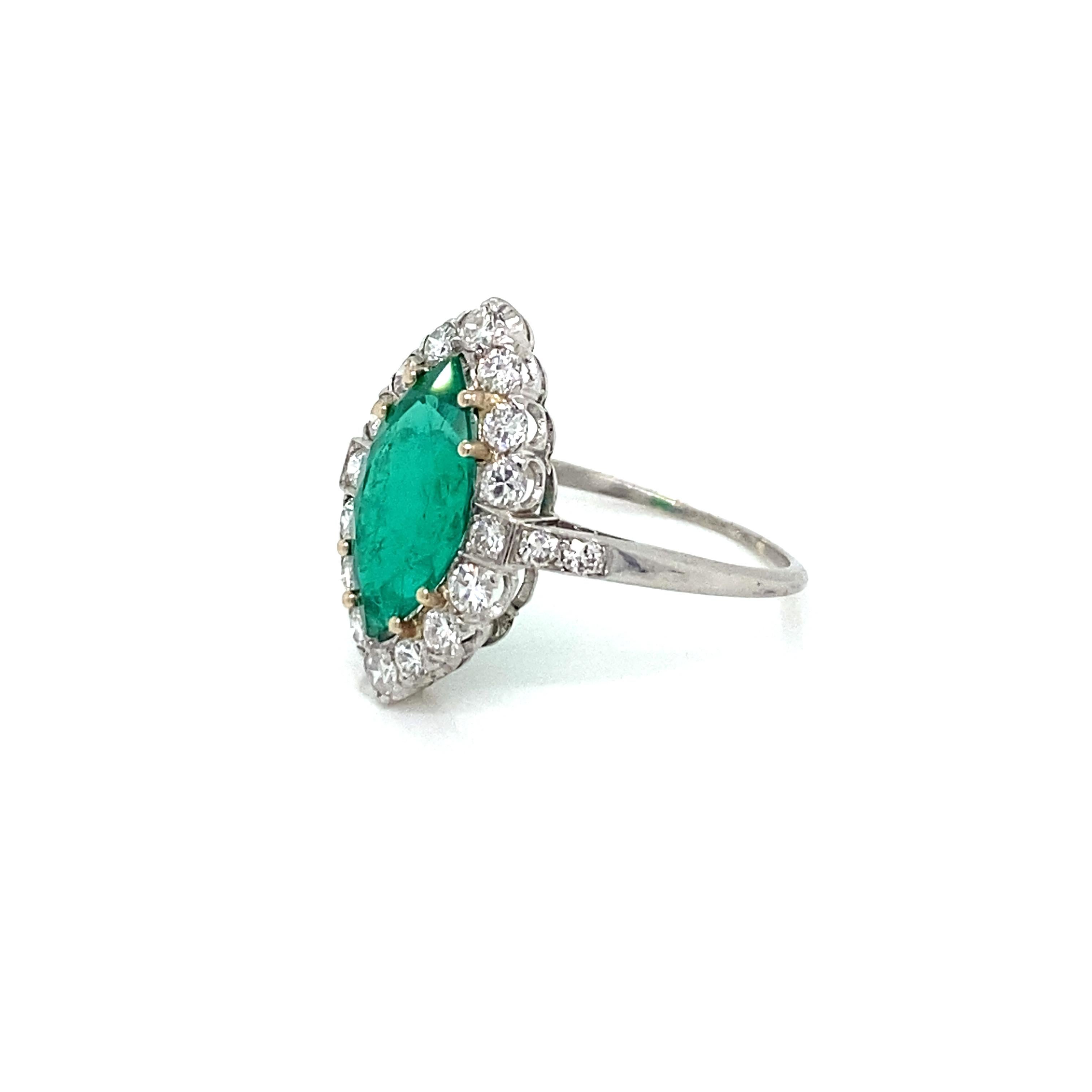 Modern Contemporary 2 Carat Emerald Diamond Platinum Engagement Ring