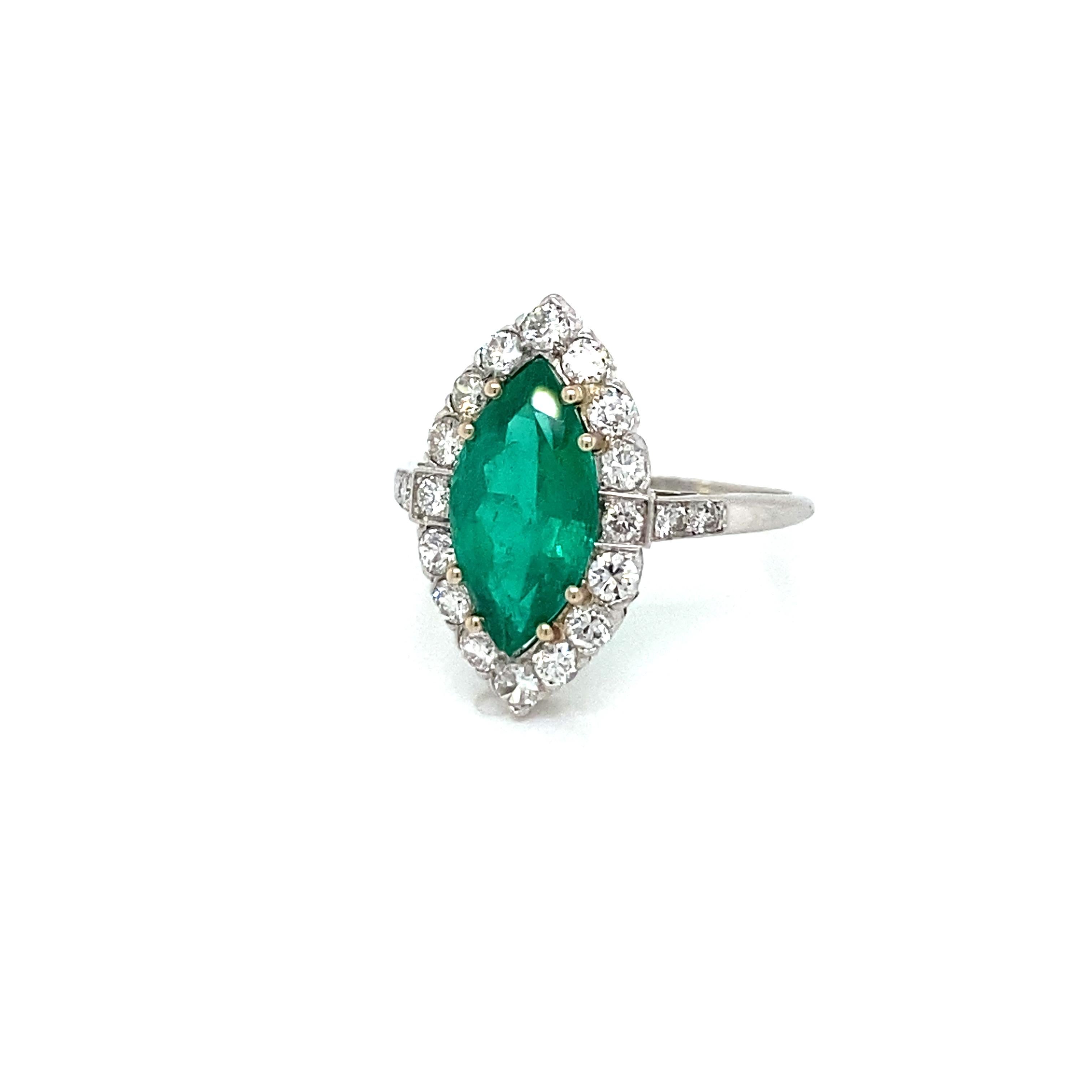 Women's Contemporary 2 Carat Emerald Diamond Platinum Engagement Ring