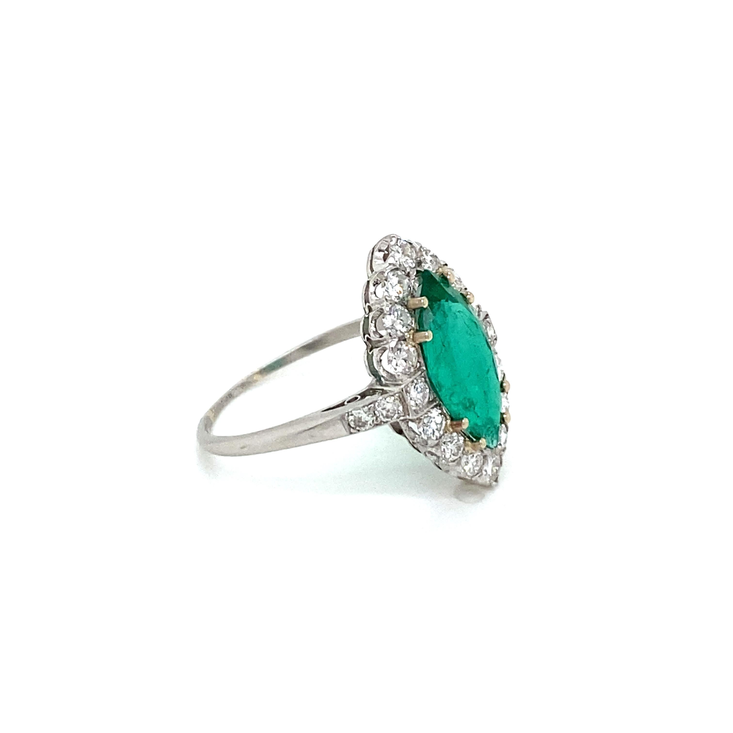 Contemporary 2 Carat Emerald Diamond Platinum Engagement Ring 2