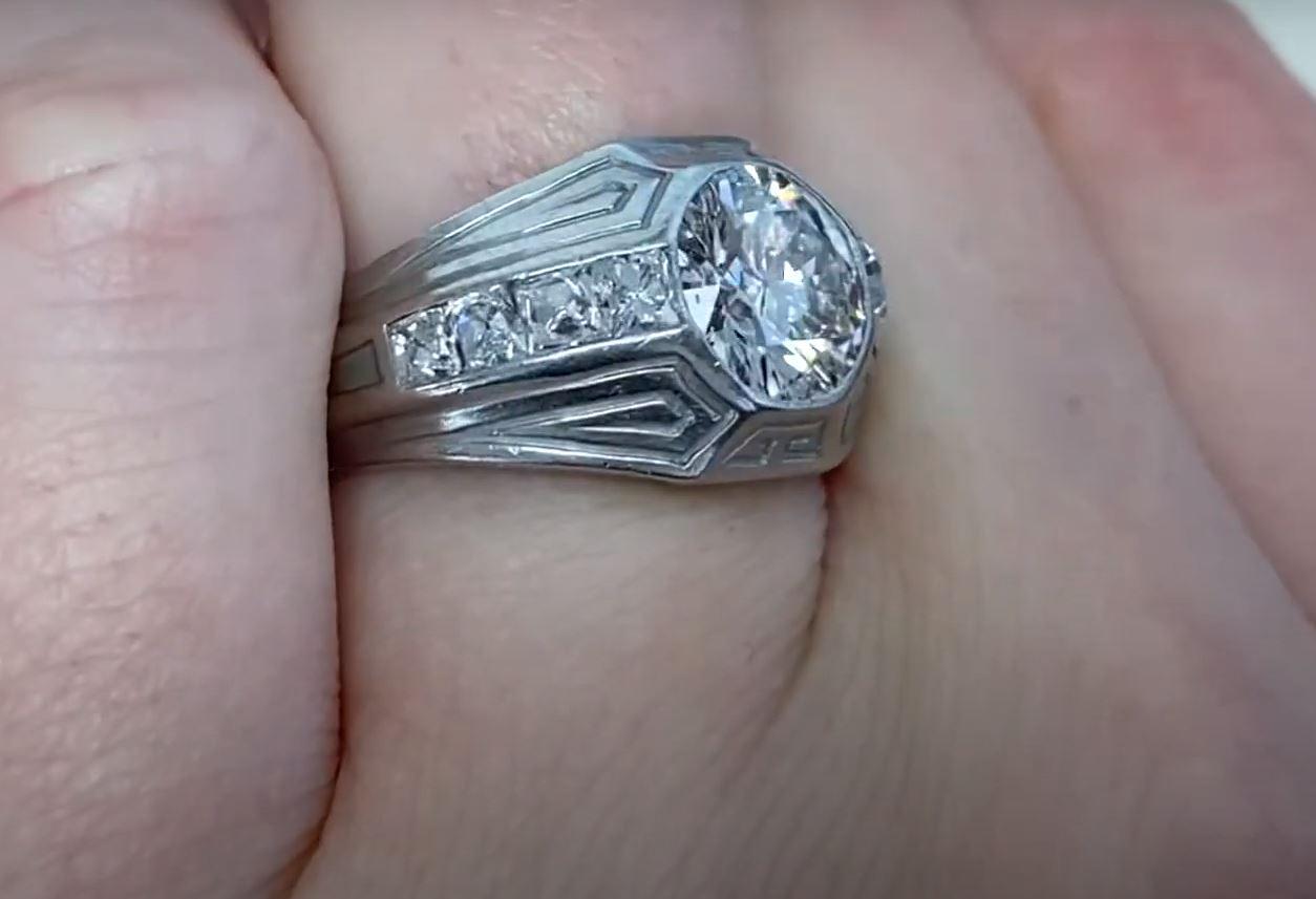 Art Deco Antique 2.00 Carat Old Euro-Cut Diamond Engagement Ring, H Color, VS1 Clarity For Sale