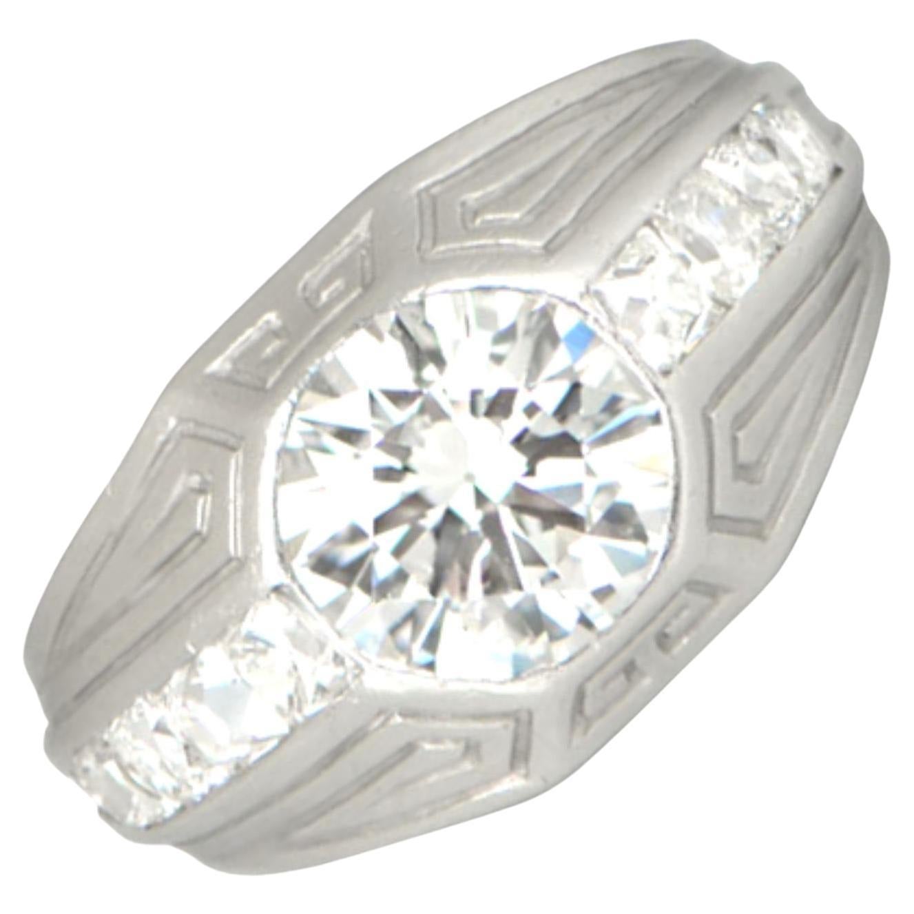 Antiker 2,00 Karat Diamant-Verlobungsring mit altem Euroschliff, H Farbe, VS1 Reinheit im Angebot