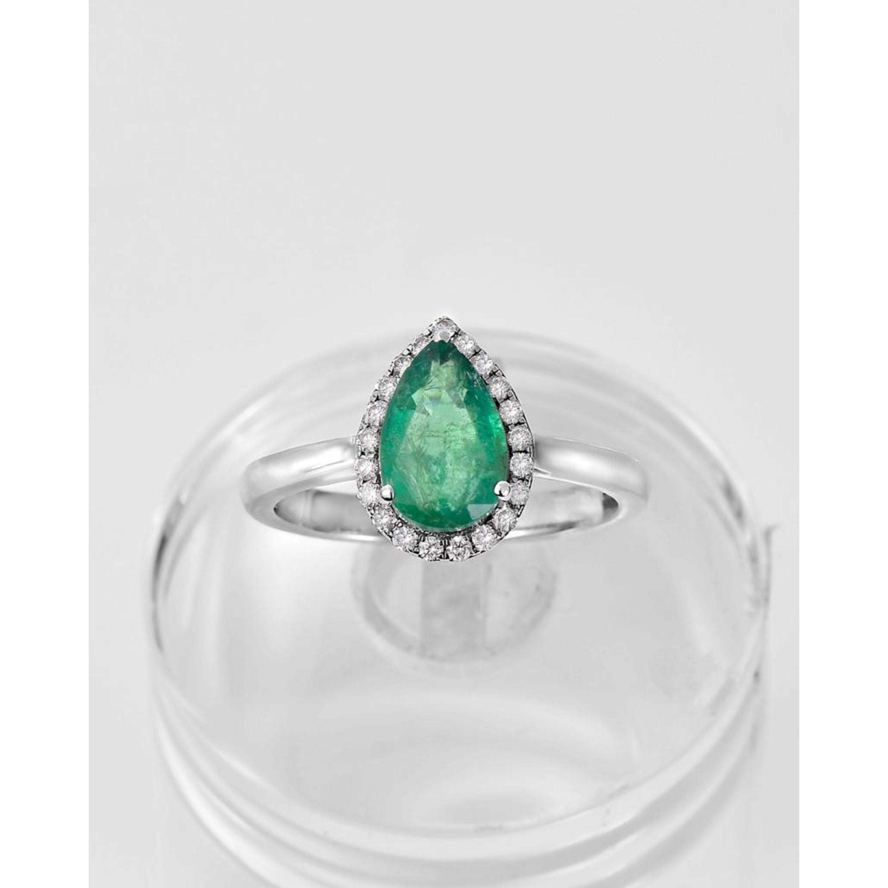 En venta: Antiguo Anillo de Compromiso Esmeralda Corte Pera 2 Quilates, Único Anillo de Boda con Diamantes  5