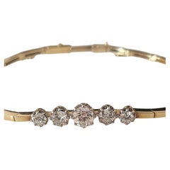 Antique 2 Carats Old Mine Cut Diamond Gold Bracelet