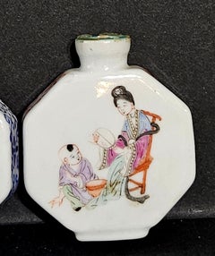 Antique 2 Chinese Famille Rose Figuring Snuff Bottles, Marked