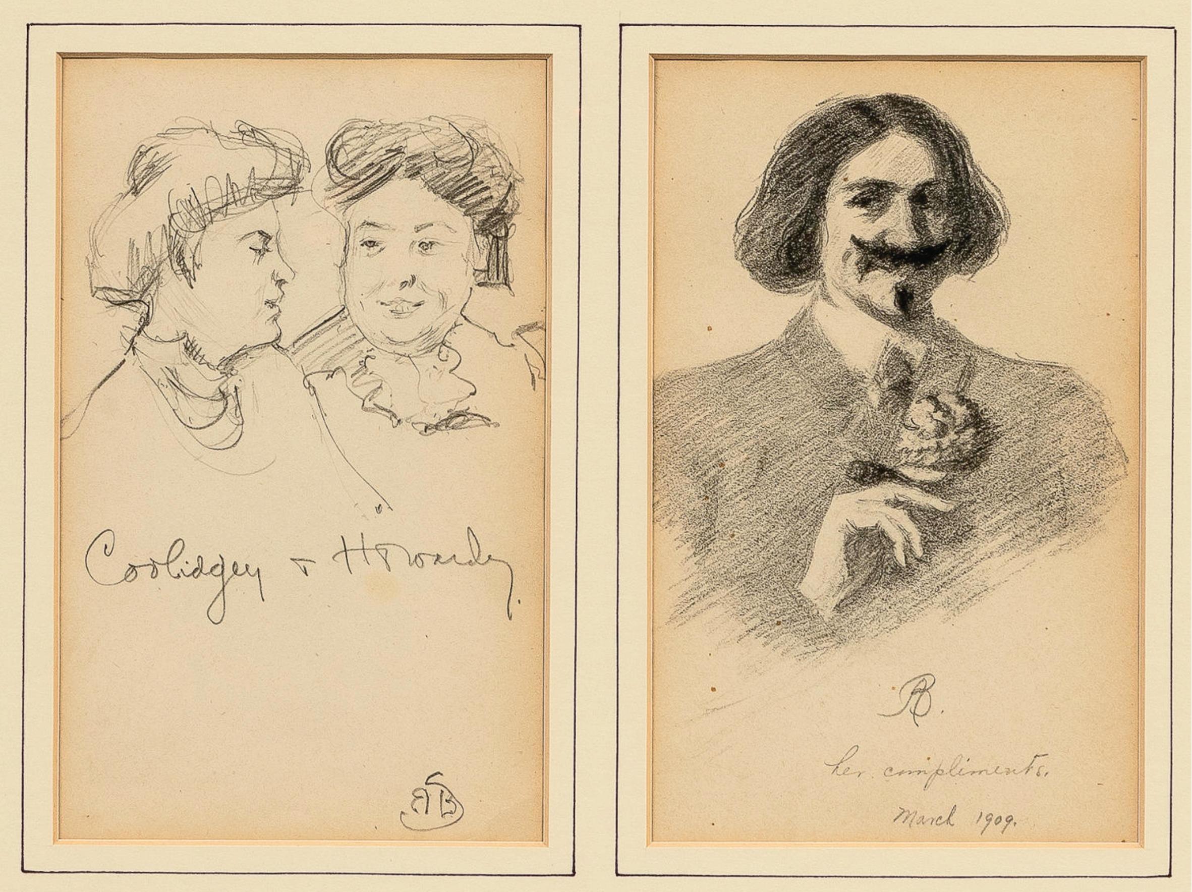 2 Dibujos de un artista de Boston, firmados en marzo de 1909, D5
Dos dibujos de figuras, dos de 7,25