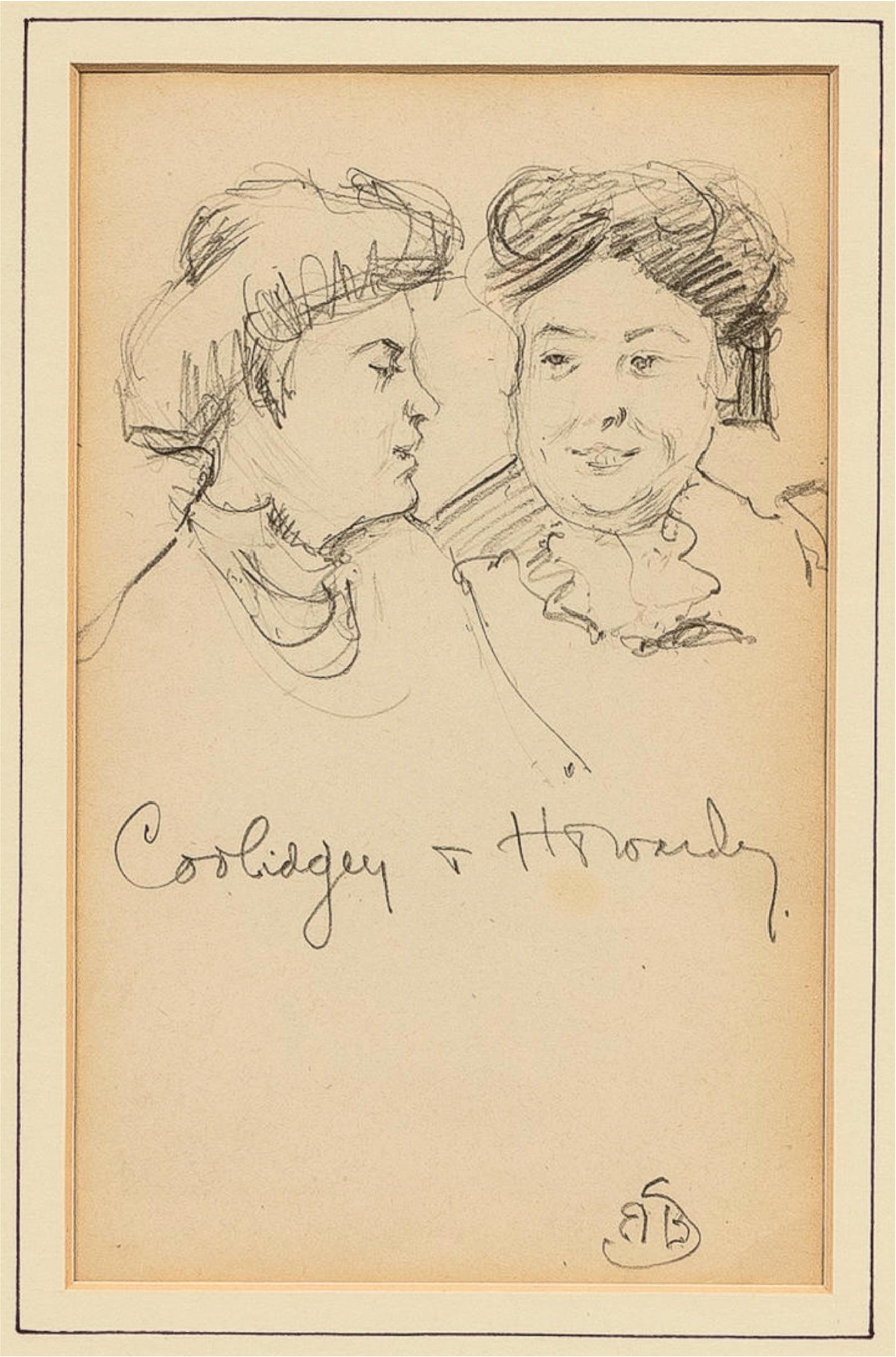 Antiguos 2 Dibujos de un Artista de Boston, Firmados, Marzo 1909, D5 Estadounidense en venta