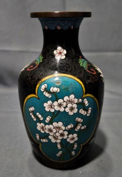 Antique 2 Japanese Cloisonné Meiji Period Vases, Signed