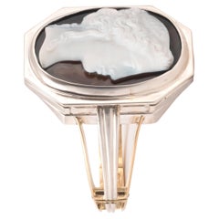 Antique 2-Layer Agate Cameo Bangle Bracelet Late 19th Century