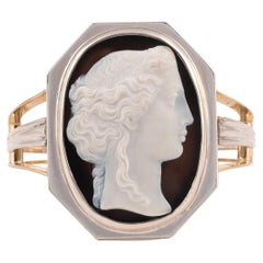 Antique 2-Layer Agate Cameo Bangle Bracelet Late 19th Century