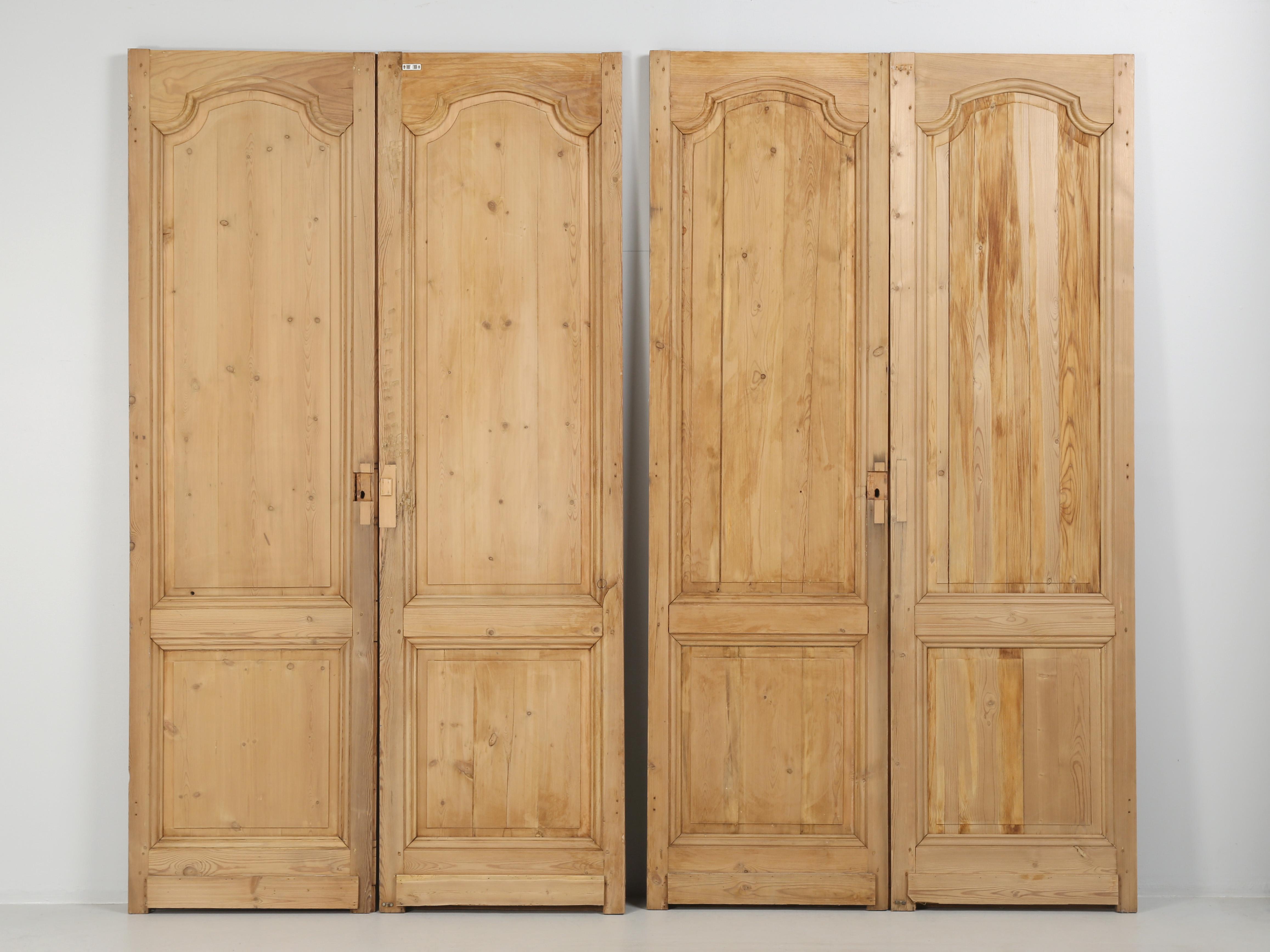 Antique '2' Pairs of French Doors From Toulouse Region Stripped to Raw Wood 8