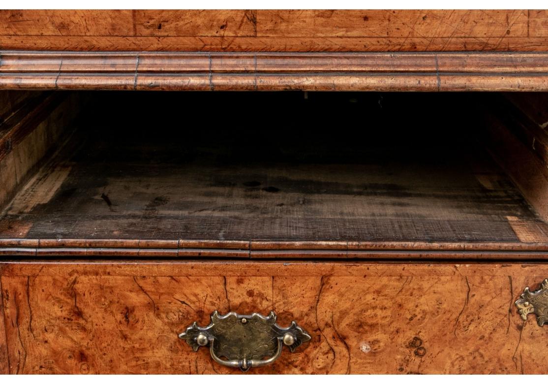 Antique 2 Piece English Burl Bookcase Cabinet - Circa 1730 -1750 For Restoration For Sale 14