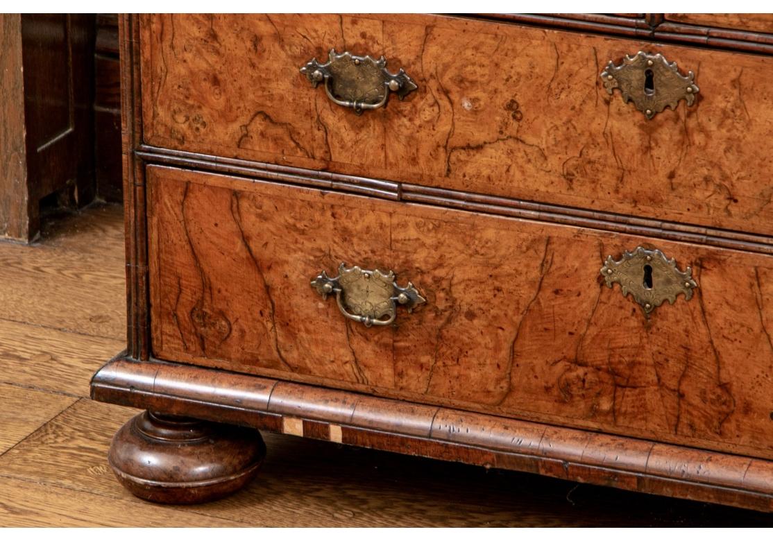 Antique 2 Piece English Burl Bookcase Cabinet - Circa 1730 -1750 For Restoration For Sale 1