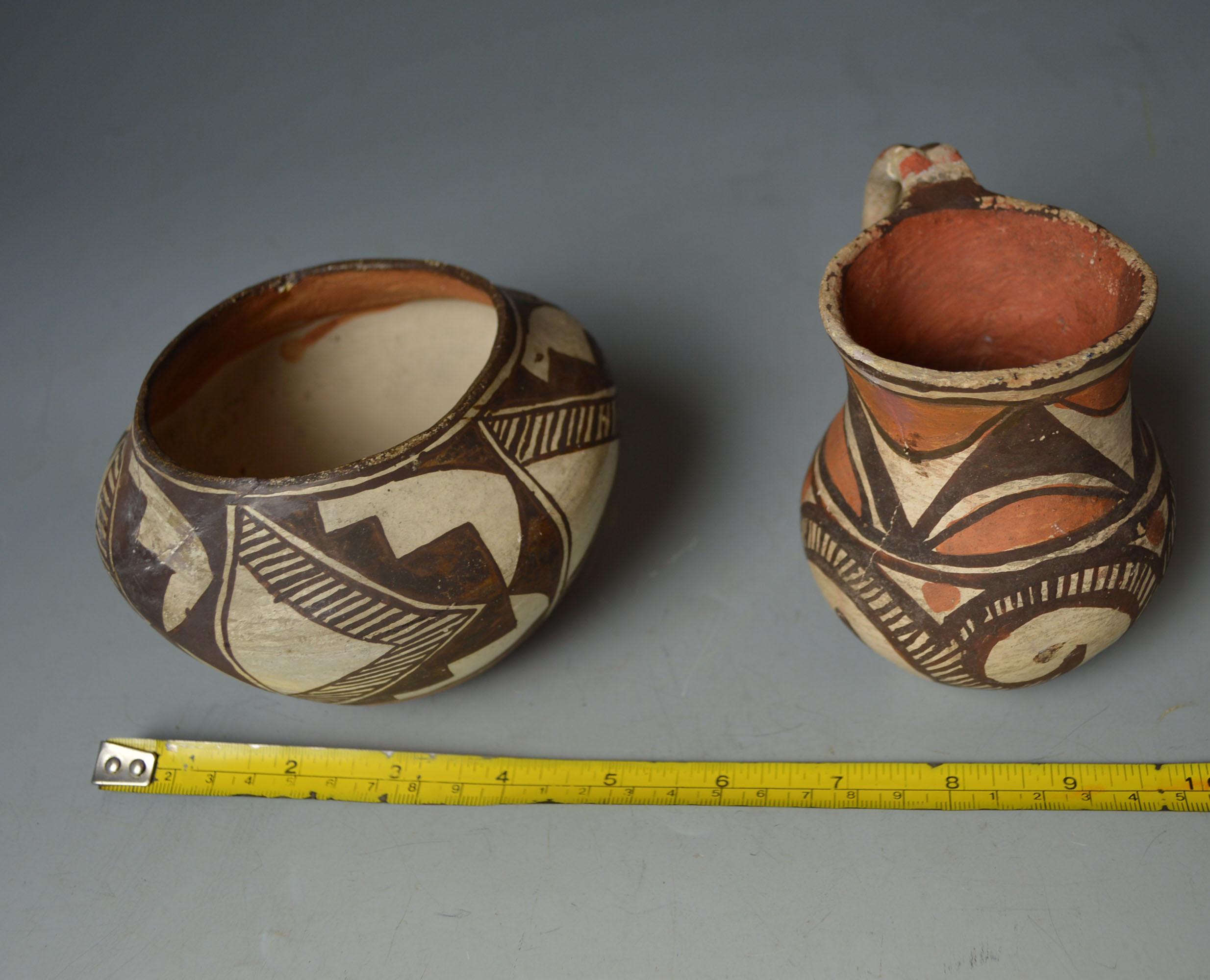 American Antique 2 Pueblo Pottery Vessels Acoma Casas Grandes