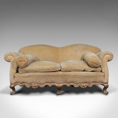 Antique 2 Seat Sofa, French, Textile, Beech, Settee, Lounge, Victorian, C.1900