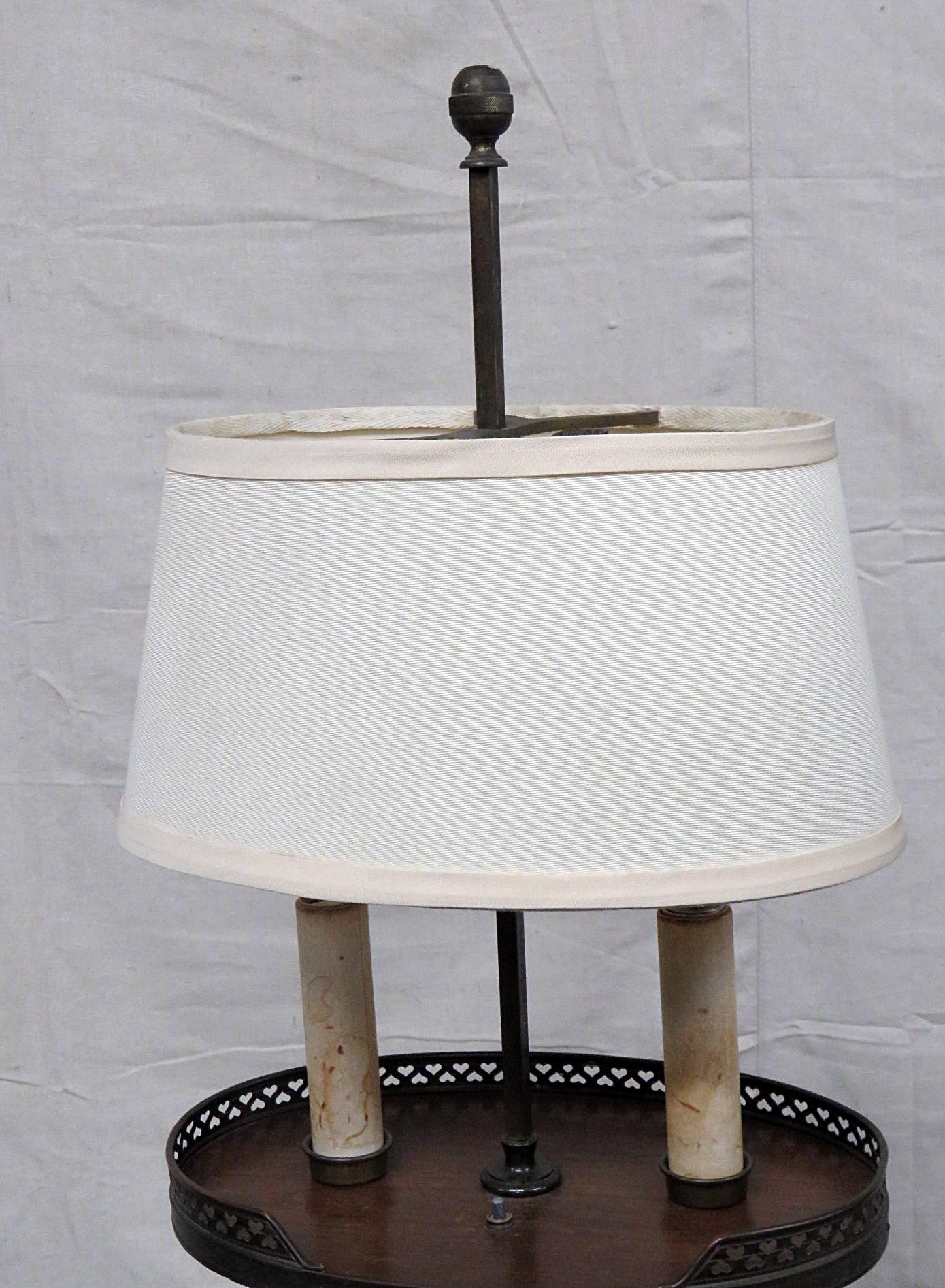 vintage end table with lamp attached