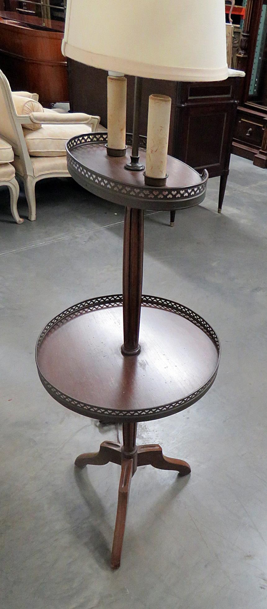 Bronze Antique 2-Tier Lamp Table For Sale
