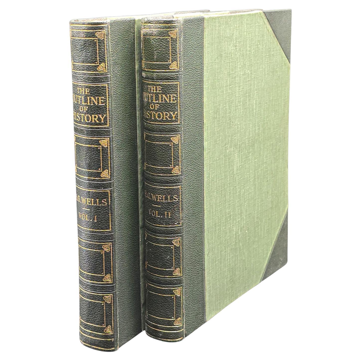 Antik, 2 Bände, HG Wells, Der Umriss der Geschichte, Nachschlagewerk, CIRCA 1920 im Angebot