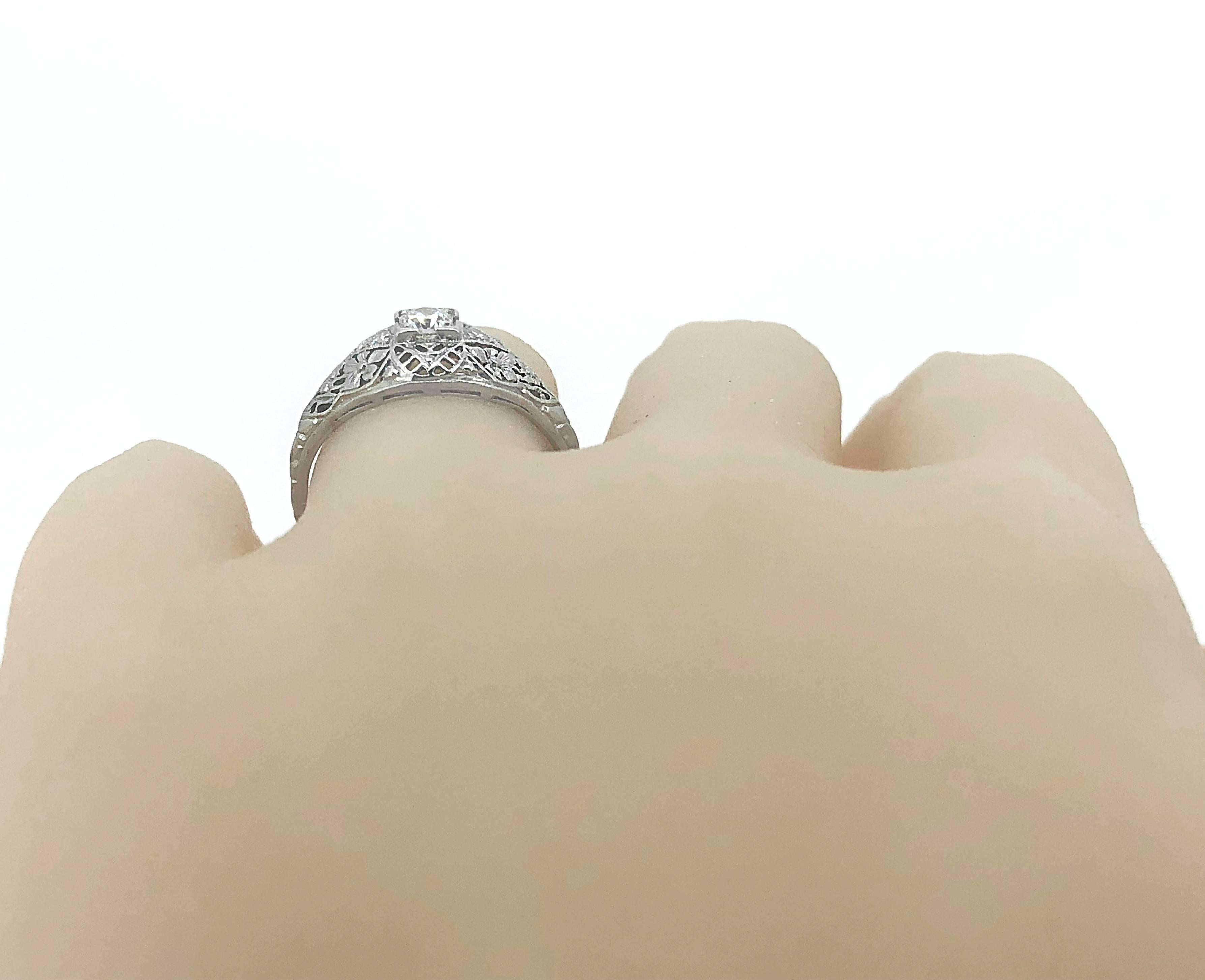 Art Deco Antique .20 Carat Diamond Engagement Ring Platinum For Sale