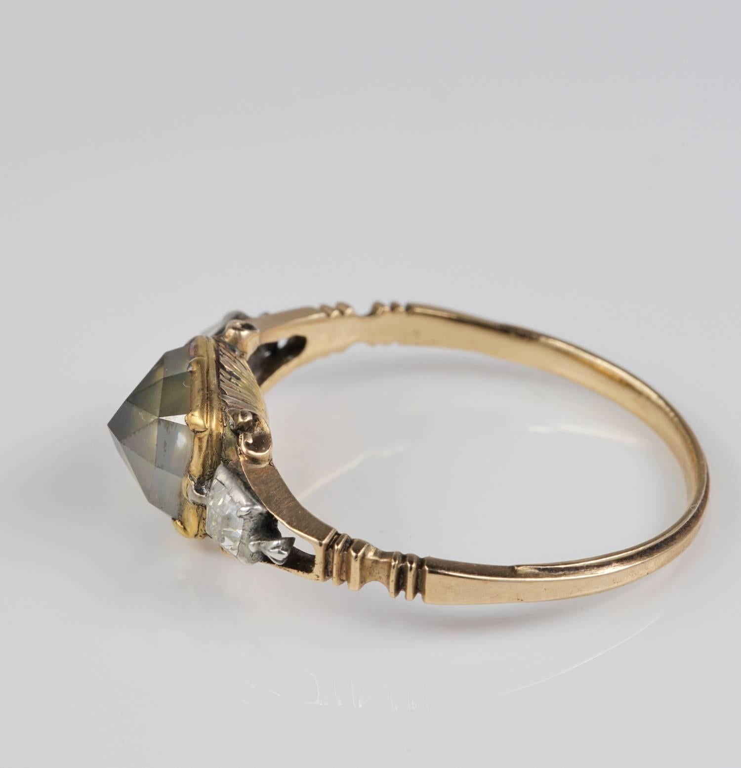 Women's Antique 2.0 Carat Early Pointed Diamond Plus Rare Solitaire Ring For Sale