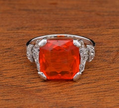 Antique 2.0 Ct Fire Opal Diamond 18 KT Gold