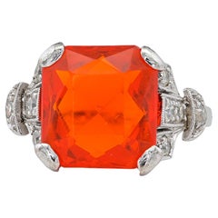 Antiguo 2.0 Ct Ópalo de Fuego Diamante 18 KT Oro