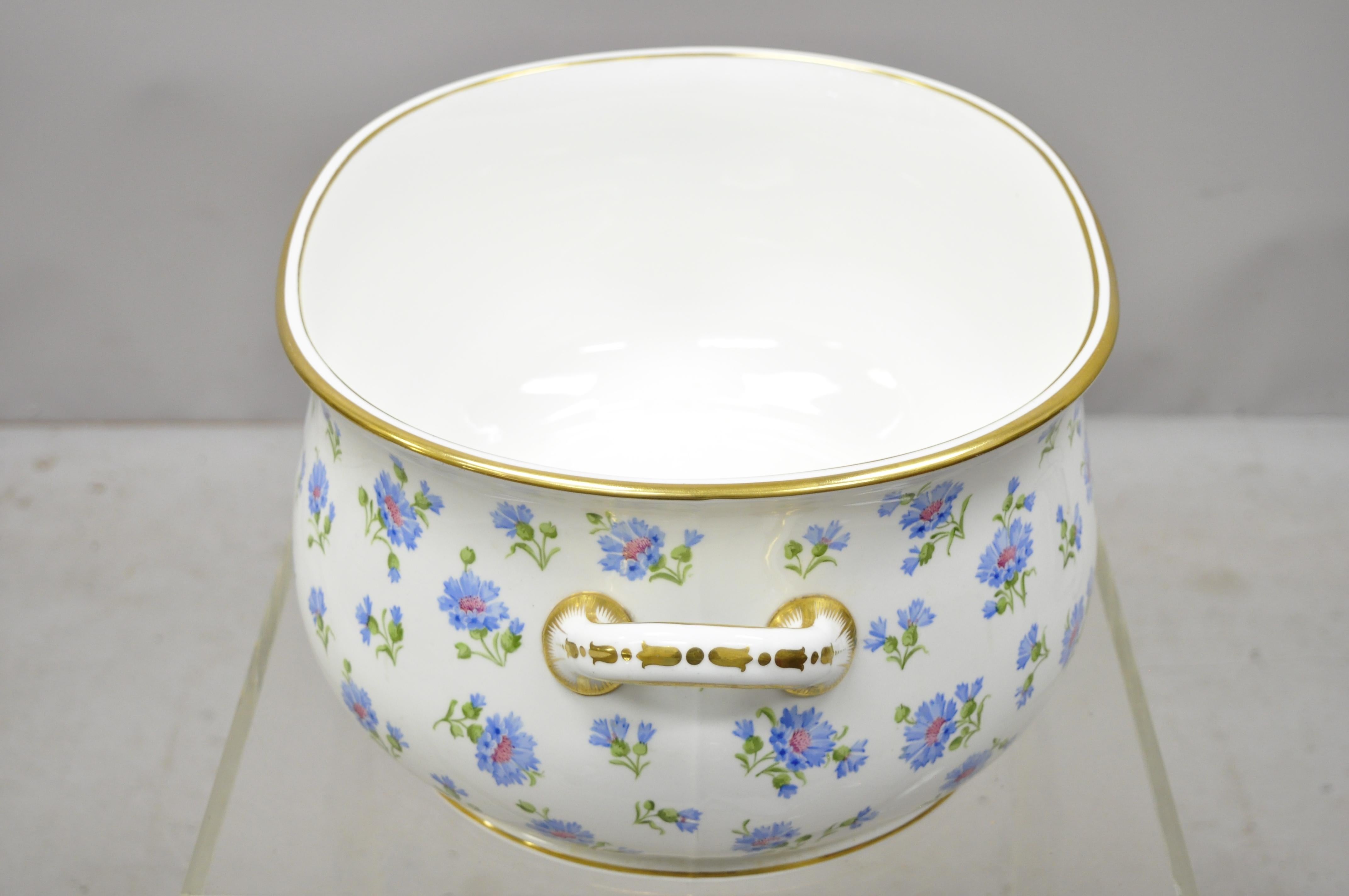 Antiker englischer a.B. Daniell and Son Bath Basin aus blauem Blumenporzellan mit Fuß (Englisch)