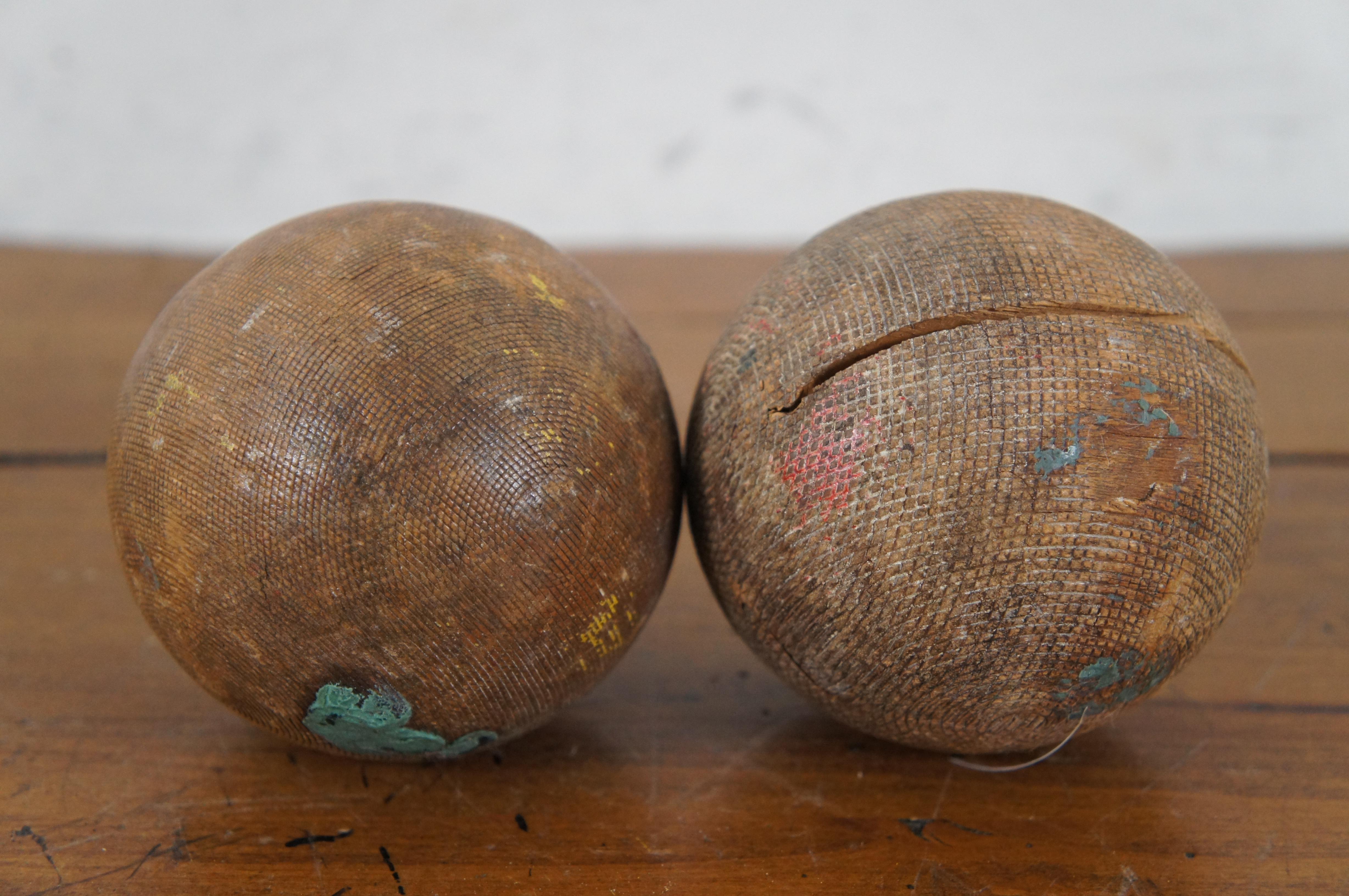 Antique 20 Pc Assorted Lot Cricket Stumps Gloves Wood Bocce Croquet Balls  For Sale 5