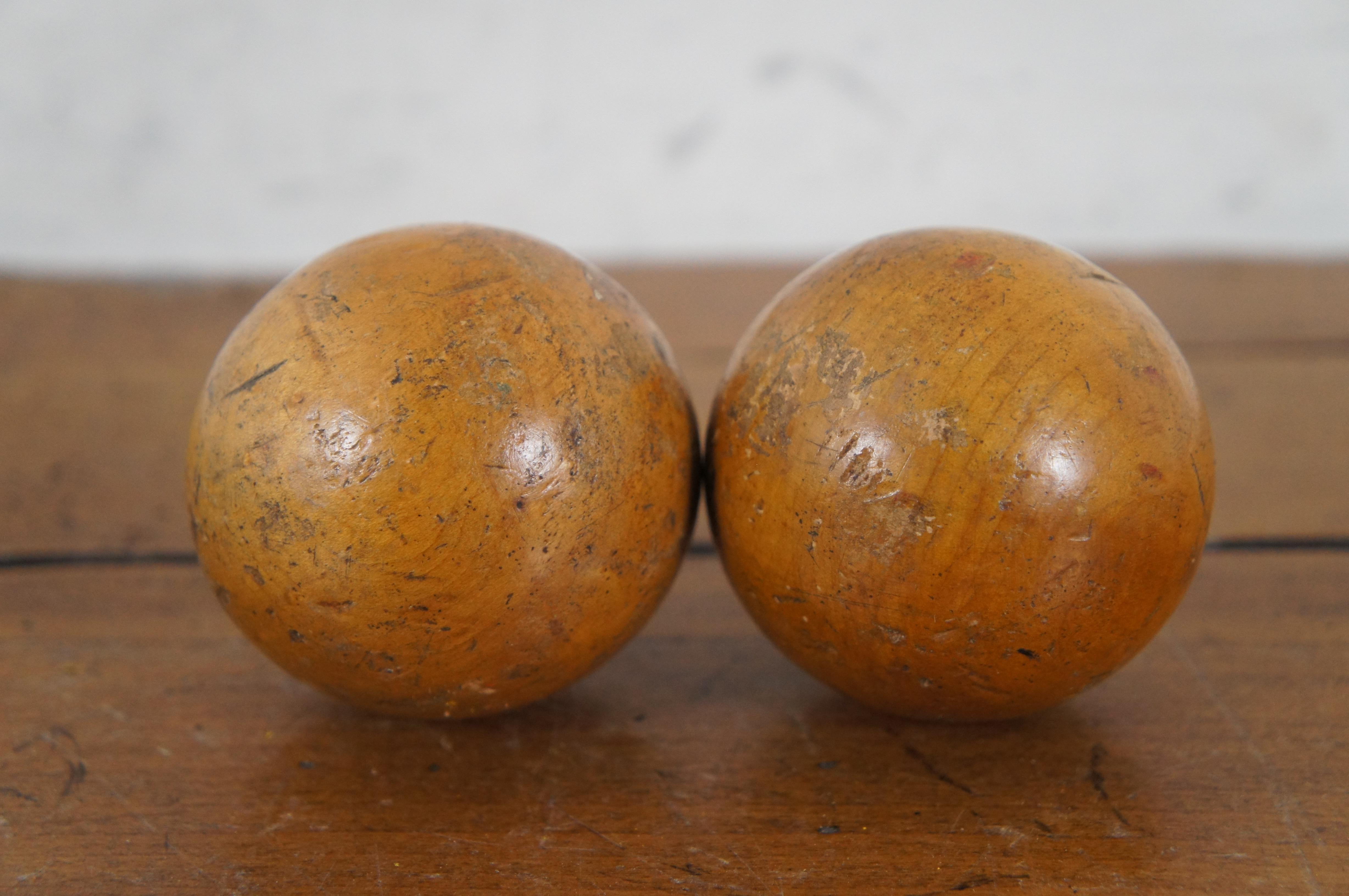 Antique 20 Pc Assorted Lot Cricket Stumps Gloves Wood Bocce Croquet Balls  For Sale 7