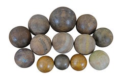 Antique 20 Pc Assorted Lot Cricket Stumps Gloves Wood Bocce Croquet Balls