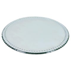 Antique 20" Round Mirror Plateau w/ a Cut Glass Beveled Edge