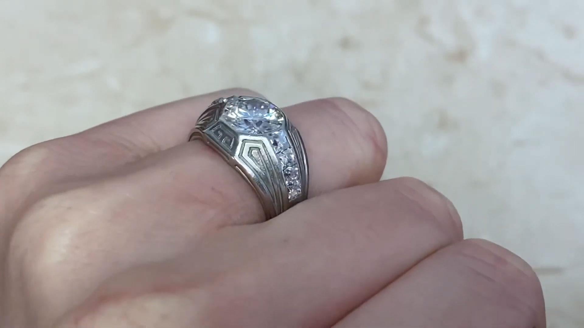 Art Deco Antique Old European Diamond Engagement Ring (Approx. 2-Carat), Platinum For Sale