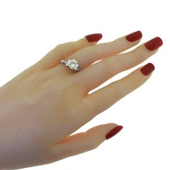Antique 2.01 Carat Round Brilliant Center Stone Diamond White Gold Ring