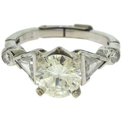 Antique 2.01 Carat Round Brilliant Center Stone Diamond White Gold Ring