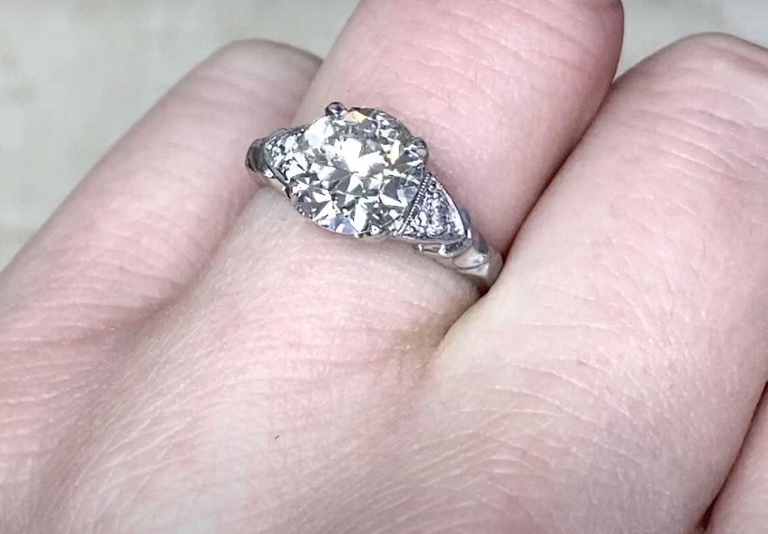 Women's Antique 2.02 Carat Old Euro-Cut Diamond Engagement Ring, VS1 Clarity, Platinum