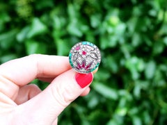 Antique 2.02 Carat Ruby Emerald and 1.56 Carat Diamond Yellow Gold Earrings