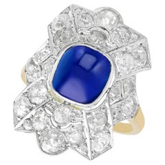 Vintage 2.02 Carat Sapphire and 2.78 Carat Diamond Yellow Gold Cocktail Ring