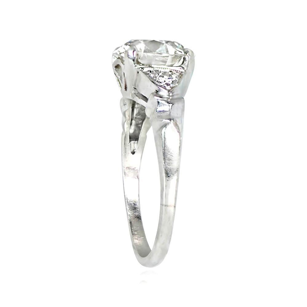 Art Deco Antique 2.02 Carat Old Euro-Cut Diamond Engagement Ring, VS1 Clarity, Platinum