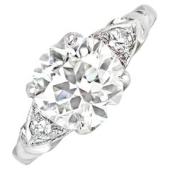 Antique 2.02 Carat Old Euro-Cut Diamond Engagement Ring, VS1 Clarity, Platinum