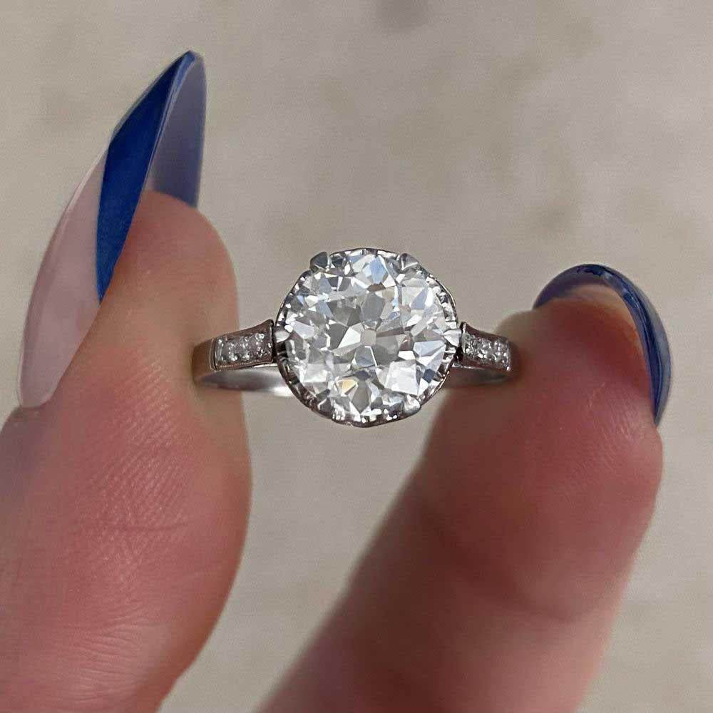 Antique 2.03ct Old European Cut Diamond Engagement Ring, VS1 Clarity, Platinum For Sale 5