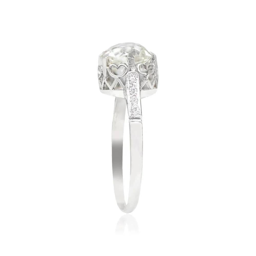 Art Deco Antique 2.03ct Old European Cut Diamond Engagement Ring, VS1 Clarity, Platinum For Sale