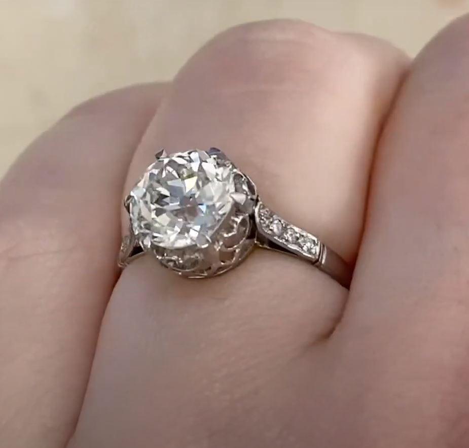Antique 2.03ct Old European Cut Diamond Engagement Ring, VS1 Clarity, Platinum For Sale 2