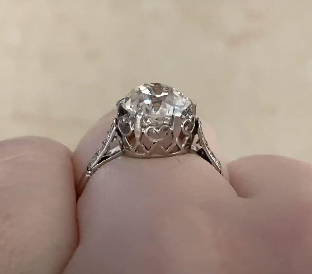 Antique 2.03ct Old European Cut Diamond Engagement Ring, VS1 Clarity, Platinum For Sale 3