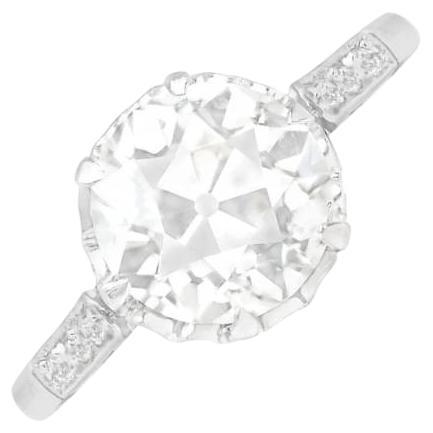 Antiker Verlobungsring mit 2,03 Karat Diamant im alteuropäischen Schliff, VS1 Reinheit, Platin