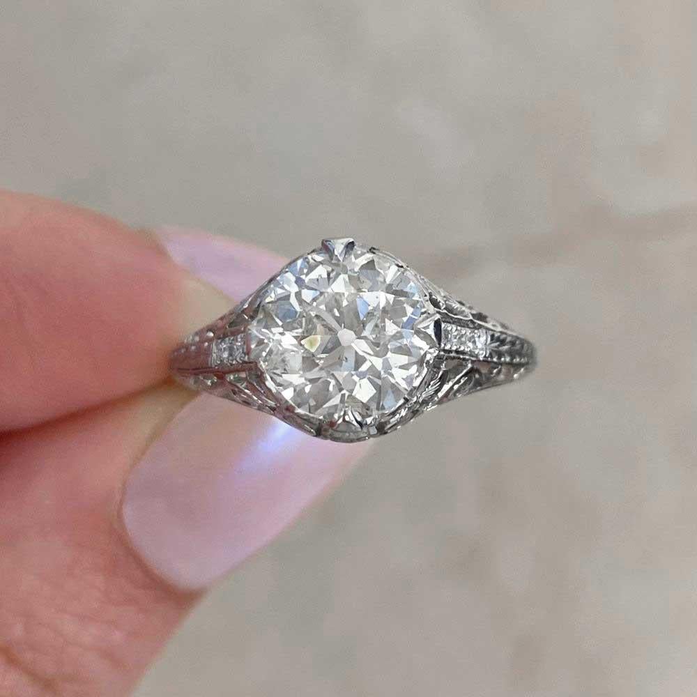 Antique 2.04ct Old European Cut Diamond Engagement Ring, Platinum, Circa 1925  For Sale 5