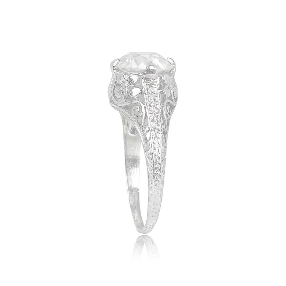 Art Deco Antique 2.04ct Old European Cut Diamond Engagement Ring, Platinum, Circa 1925  For Sale