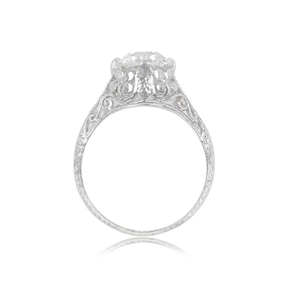 Antique 2.04ct Old European Cut Diamond Engagement Ring, Platinum, Circa 1925  In Excellent Condition For Sale In New York, NY