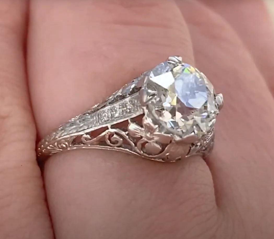 Antique 2.04ct Old European Cut Diamond Engagement Ring, Platinum, Circa 1925  For Sale 1