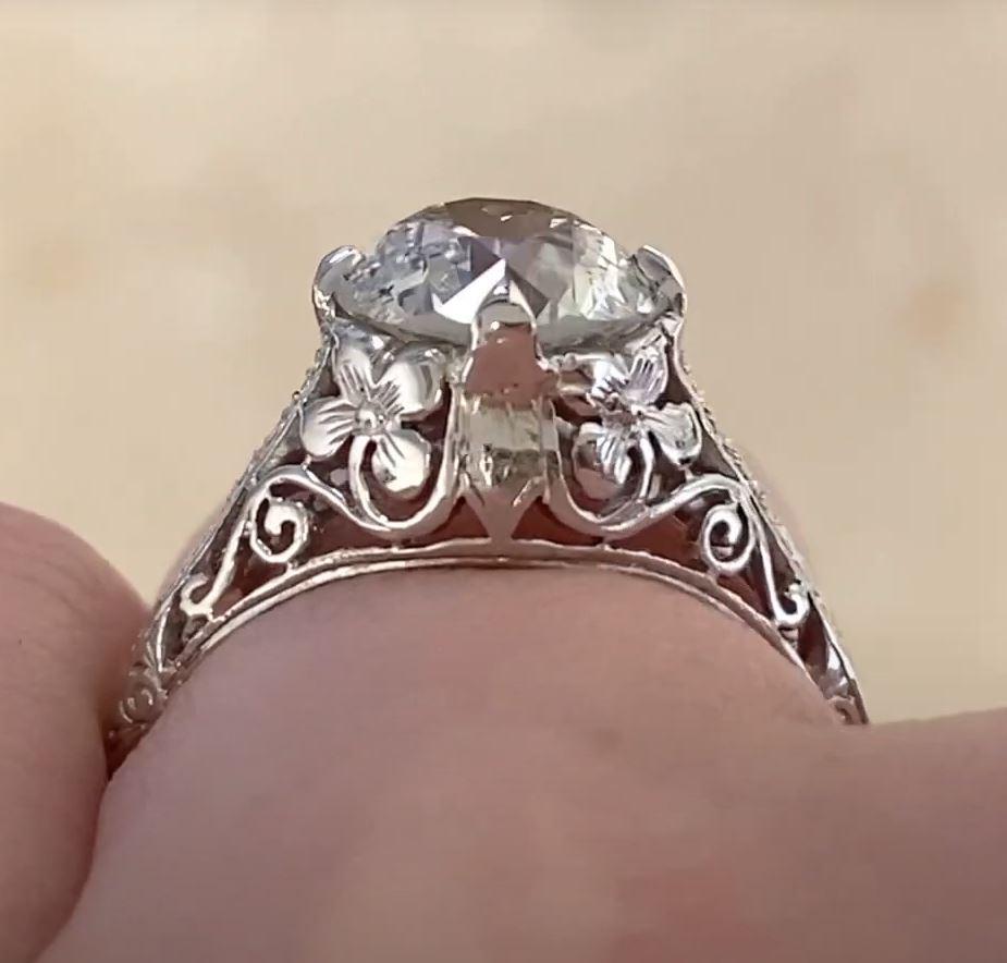 Antique 2.04ct Old European Cut Diamond Engagement Ring, Platinum, Circa 1925  For Sale 3
