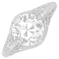 Antiker Verlobungsring mit 2,04 Karat Diamant im alteuropäischen Schliff, Platin, um 1925 