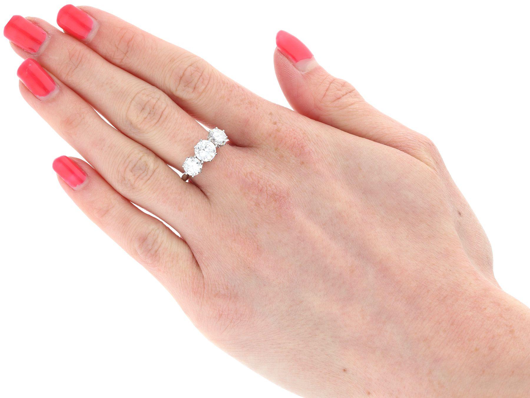 Antique 2.05 Carat Diamond and Platinum Trilogy Engagement Ring 1